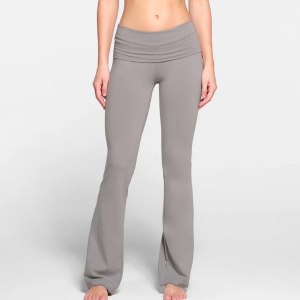 Skims Cotton Jersey Foldover Pants Pacific